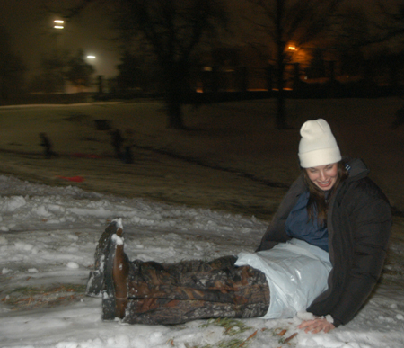 Emily Blackketter plays in the snow. - Photo by Heather Phillips