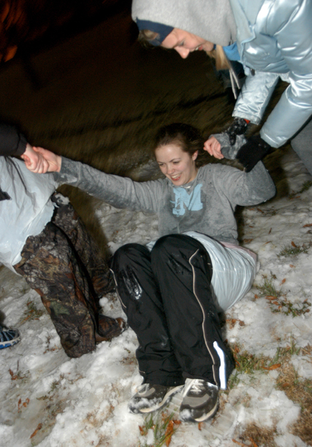 Candra Pennington plays in the snow. - Photo by Heather Phillips