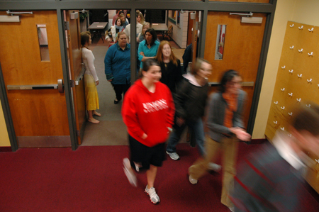 Students streamed into the cafeteria for the Homecoming Coffeehouse with Derek Webb and Sandra McCracken. - Photo by Kristen Nicole Sayres