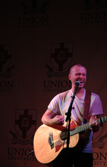 INO recording artist Derek Webb performs at the Homecoming Coffeehouse. - Photo by Kristen Nicole Sayres