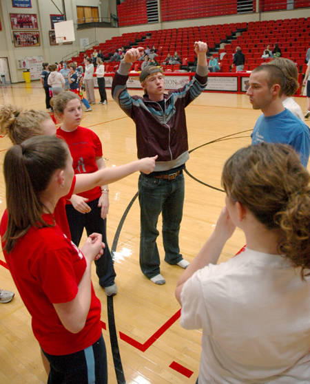 The Senior Class team prepares for the Wild and Wacky Homecoming Games. - Photo by Brad Moore