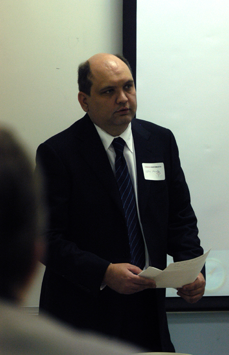 Alum Eddie Moody ('92) gave a talk entitled <em>Molecular Mechanics: Insights Into Waste Deposition</em> during the Alumni Conference on the Sciences, an annual Homecoming event.
 - Photo by Heather Phillips