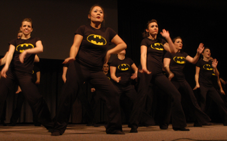 The Zetas peformed numbers with a Batman theme during the Variety Show. Zeta ended up winning the large group category. - Photo by Heather Phillips