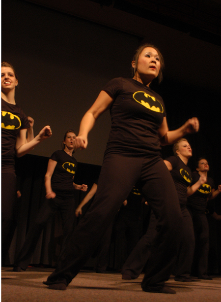 Kari Mynatt and the Zetas peformed numbers with a Batman theme during the Variety Show. Zeta ended up winning the large group category. - Photo by Heather Phillips