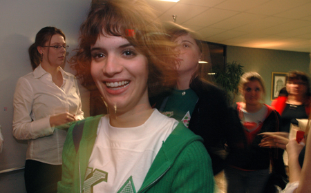 Kappa Delta Ashley Diehm arrives for Variety Show to cheer her sorority on to victory. - Photo by Kristen Nicole Sayres