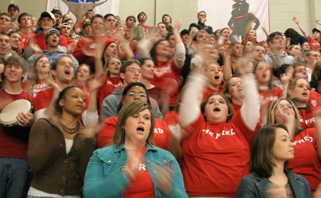 The Bulldog fans get rowdy during the Homecoming game against Mountain State. - Photo by Kyle Kurlick