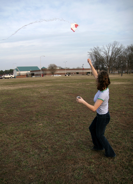 Hannah Smith gets her kite off the ground on a windy afternoon at Union. - Photo by Kyle Kurlick