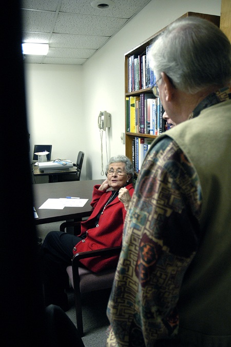Mathematics alum gathered in their conference room during Homecoming 2006. - Photo by Stephanny Rodriguez