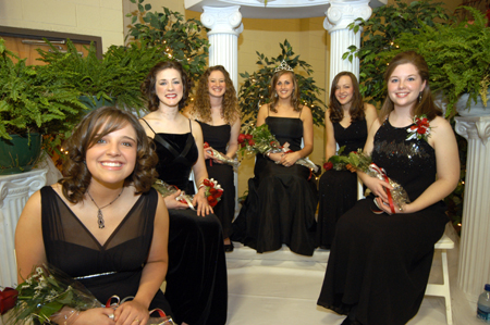 The 2006 Union homecoming court, from left: freshman Kelly Northam, junior Lindsey Abell, senior Kathleen Lokey, senior Kari Bachman, senior Brooke Fowler and senior Annie Ross. Not pictured is sophomore Candace Cross.  - Photo by Morris Abernathy
