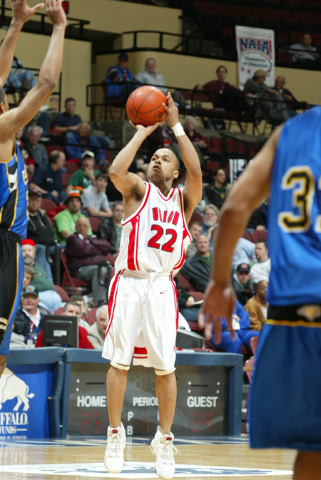 Rod Ross (22) takes a jumper during Union's first round game in the NAIA National Tournament versus John Brown.
 - Photo by Uncredited