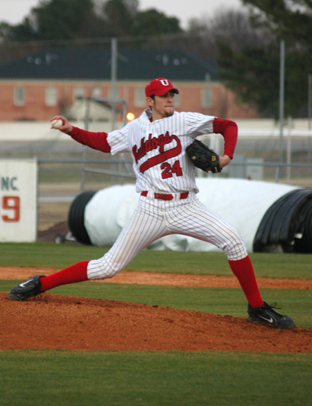 Sophmore Ben Ayris delivers a pitch during his start versus Huntinton (Ind.). - Photo by Steven Aldridge