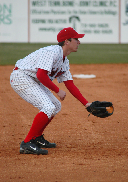 Third baseman James Brasfield stands ready during the Bulldog's victory over Huntington (Ind.). - Photo by Steven Aldridge