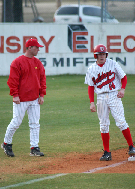 James Brasfield receiving instructions from first year Head Coach Brent Fronabarger - Photo by Steven Aldridge