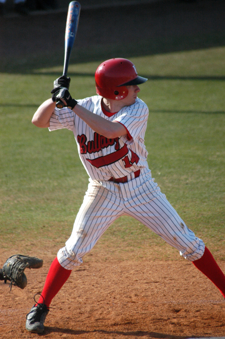 Sophmore James Brasfield stands ready in the batter's box. - Photo by Steven Aldridge