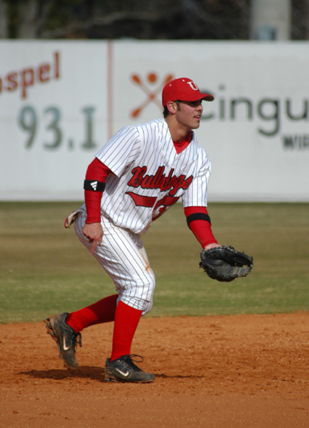 Junior transferJosiah Enyart gets set for the next play at the shortstop position. - Photo by Steven Aldridge