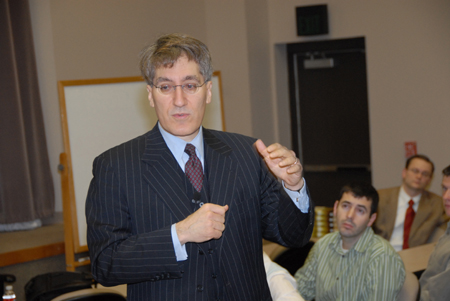 Acclaimed legal scholar Robert George spoke to members of the university community before his Union Forum address. - Photo by Morris Abernathy