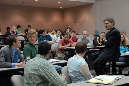 Acclaimed legal scholar Robert George spoke to members of the university community before his Union Forum address. - Photo by Morris Abernathy