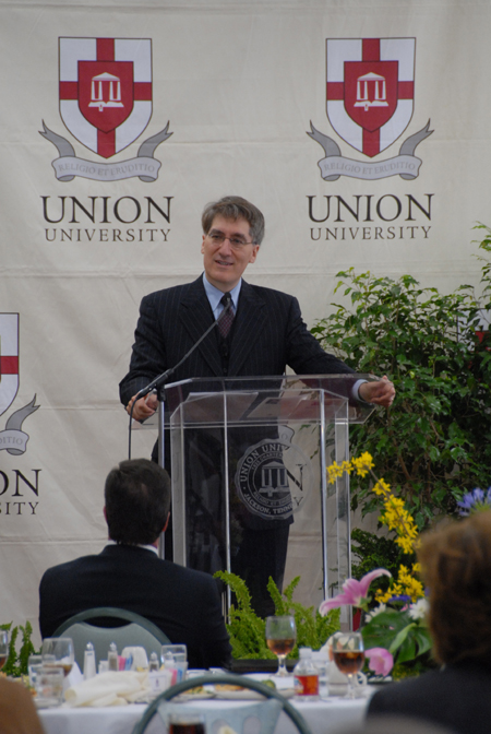 Robert George, the McCormick Professor of Jurisprudence at Princeton University and Director of the James Madison Program in American Ideals and Institutions, spoke about the judicial nomination process and the changing U.S. Supreme Court during the Eighth Annual Union Forum. - Photo by Morris Abernathy