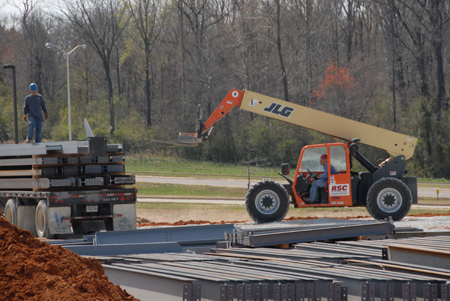 The Union community enjoyed watching the beginning stages of the steel structure for Roy L. White Hall dring late March and early April of 2006. - Photo by Morris Abernathy
