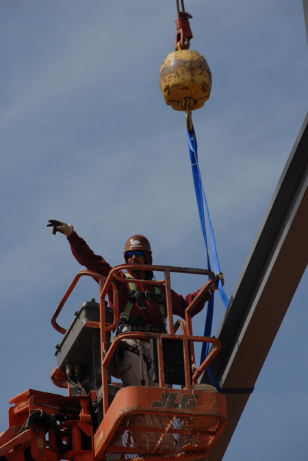 The Union community enjoyed watching the beginning stages of the steel structure for Roy L. White Hall dring late March and early April of 2006. - Photo by Morris Abernathy