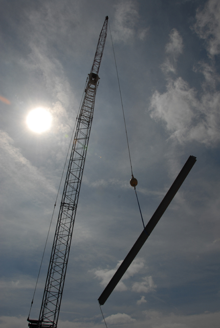 The Union community enjoyed watching the beginning stages of the steel structure for Roy L. White Hall dring late March and early April of 2006. - Photo by Morris Abernathy