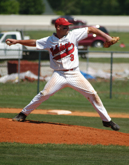 Junior Garrett Pepper delivers a pitch to the plate in a weekend series versus Cumberland at Union's Fesmire Field. - Photo by Steven Aldridge
