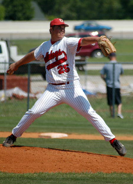 Freshman pitcher Zane Adams delivers a pitch to the plate in a weekend series versus Cumberland at Union's Fesmire Field. - Photo by Steven Aldridge