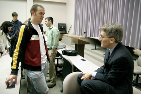 Acclaimed legal scholar Robert George spoke to members of the university community before his Union Forum address. - Photo by Kyle Kurlick