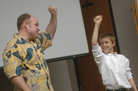 Participants and their sponsors have some fun in Harvey Hall before learning the results of the West Tennessee Regional Science Fair. - Photo by Kristen Nicole Sayres