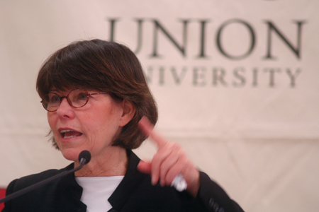 <em>Time</em> Columnist Margaret Carlson addressed the Union community as a part of the Eighth Annual Union Forum. - Photo by Kristen Nicole Sayres