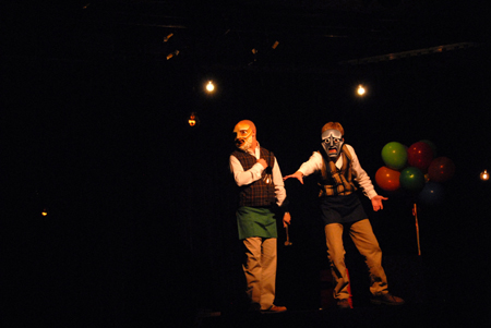 Ben Lascaster as Mr. Zuss and Andy Morris as Nickles in the theatre's production of <em>J.B.</em> - Photo by Morris Abernathy