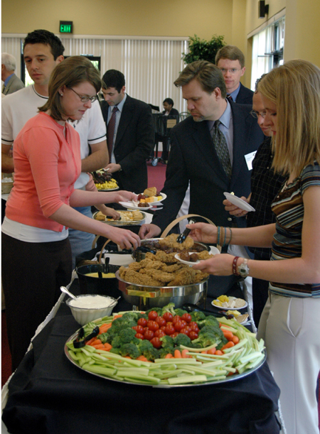 Scholarship Symposium participants gathered for a reception after a day full of presentations. - Photo by Kyle Kurlick