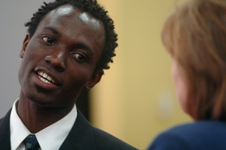 Engineering alumnus Kolo Goshi was the keynote speaker for the Scholarship Symposium reception. - Photo by Kyle Kurlick