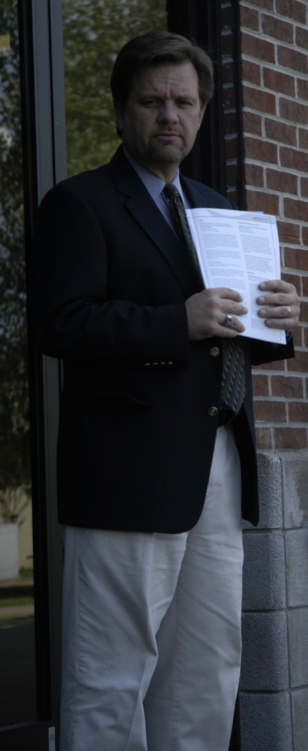 Gene Fant, associate professor of English, moderates the creative writing presentations during the Scholarship Symposium. - Photo by Stephanny Rodriguez