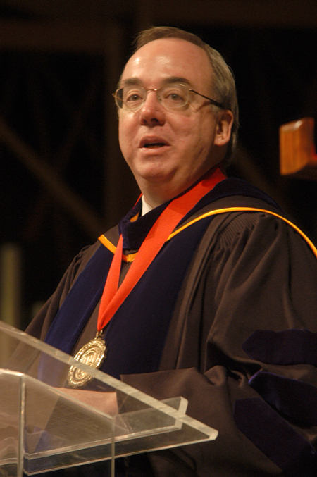 President Dockery welcomes students and their families to the Awards Day ceremony. - Photo by Heather Phillips
