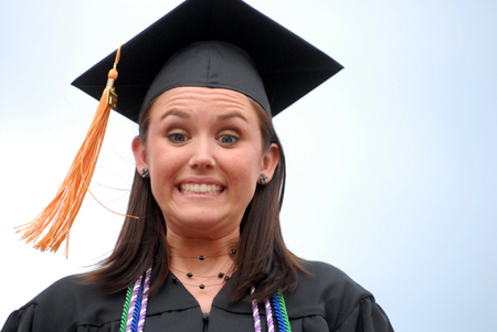 Ashley Sowards' excitement was apparent after she received her nursing degree during spring graduation. - Photo by Kathleen Murray