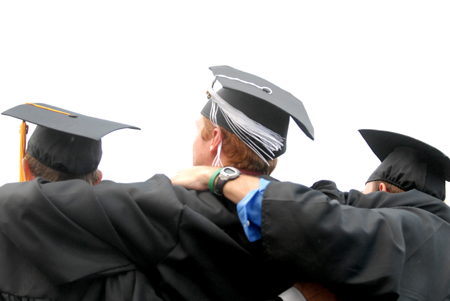 (L to R): Brad Spencer, Luke Pruett and Tony Winkler pose for a photo at the end of spring graduation. - Photo by Kathleen Murray