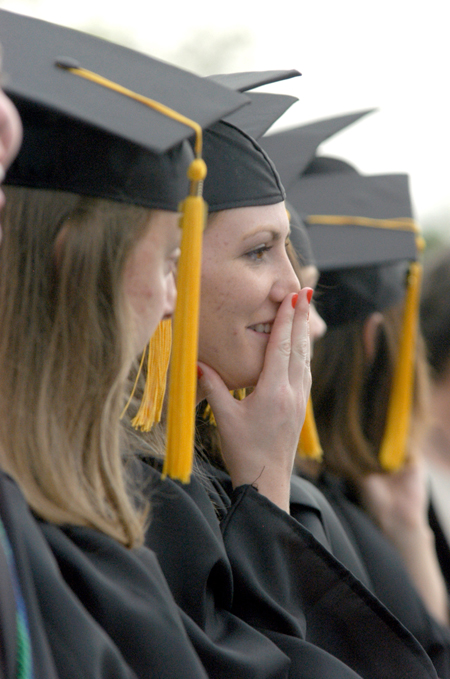 Tricia Currin (center) of Jackson, Tenn. received a bachelor of science degree in learning foundations.  - Photo by Heather Phillips