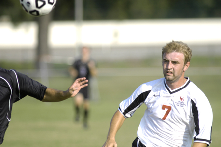 Craig Clark, Union midfielder, watches the ball. - Photo by Kathleen Murray