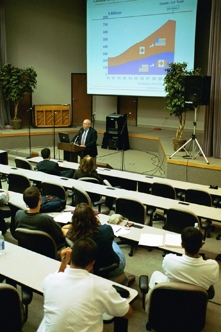 North American Free Trade Agreement representatives from Canada and Mexico spoke at Union on <i>NAFTA and Free Trade in the Americas</i>.  Pictured here is Carl Rockburne, the consul and trade commissioner for the Canadian Consulate General in Atlanta. - Photo by Justin Veneman