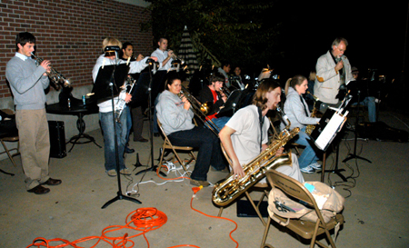The jazz band performs on the Student Union Building patio during Family Weekend.  - Photo by Brad Moore