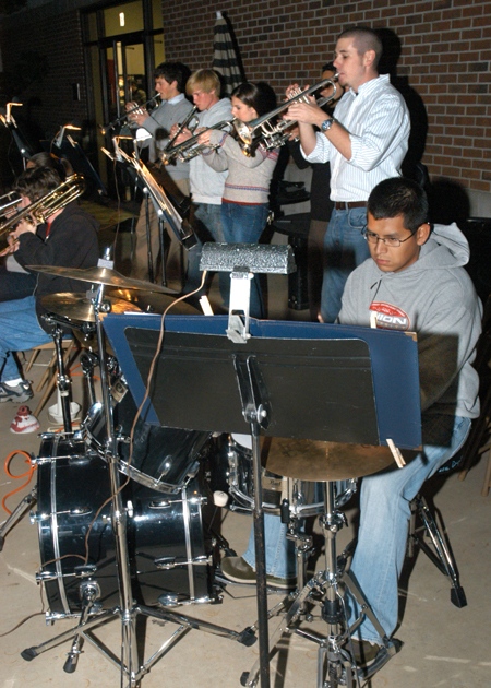 The jazz band performs on the Student Union Building patio during Family Weekend.  - Photo by Brad Moore