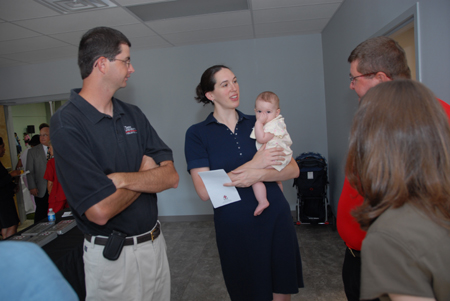 Steven Gream and Sarah Davenport at the Fesmire Field House dedication.  - Photo by Morris Abernathy