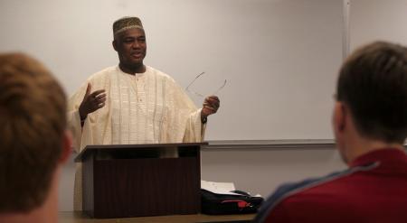 Abdul Rahman Cole, deputy head of mission for the Republic of The Gambia, speaks to Union students about the people and cultural of The Gambia. - Photo by Kyle Kurlick