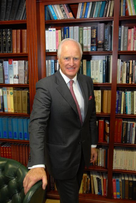 Winston Churchill poses for a photograph in President Dockery's office before his address at the Tenth Annual Scholarship Banquet. - Photo by Morris Abernathy