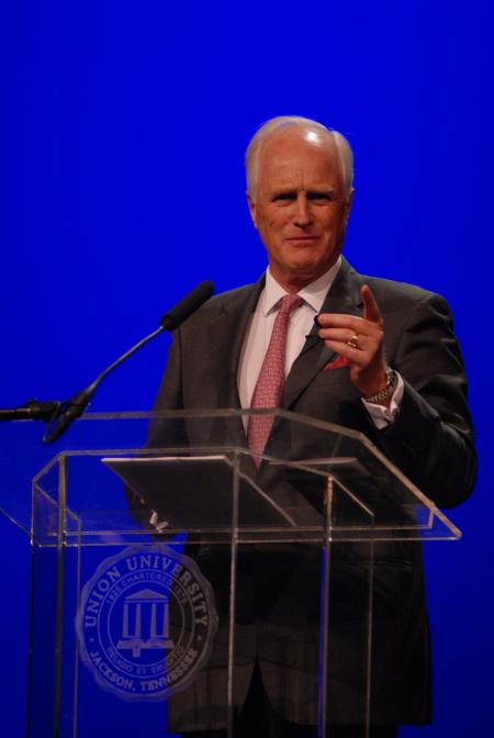 Winston S. Churchill delivers his keynote address during the Tenth Annual Scholarship Banquet. - Photo by Morris Abernathy
