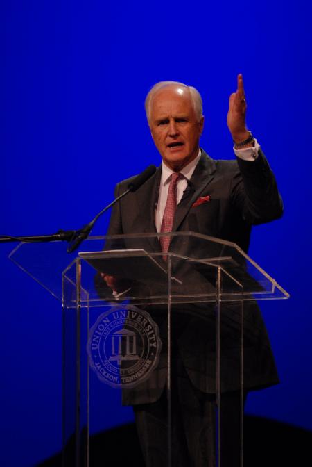 Winston S. Churchill delivers his keynote address during the Tenth Annual Scholarship Banquet. - Photo by Morris Abernathy