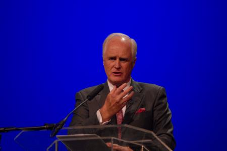 Winston S. Churchill delivers his keynote address during the Tenth Annual Scholarship Banquet. - Photo by Morris Abernathy