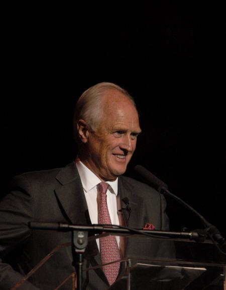 Winston S. Churchill shared memories of his grandfather and namesake and gave his opinions on the state of Europe, U.K. and U.S.A. political relations at the Tenth Annual Scholarship Banquet. - Photo by Kyle Kurlick
