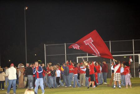 The Union flag waves over the field of victory as Union trimuphs over Lindsey Wilson College 2-1 in overtime. - Photo by Morris Abernathy